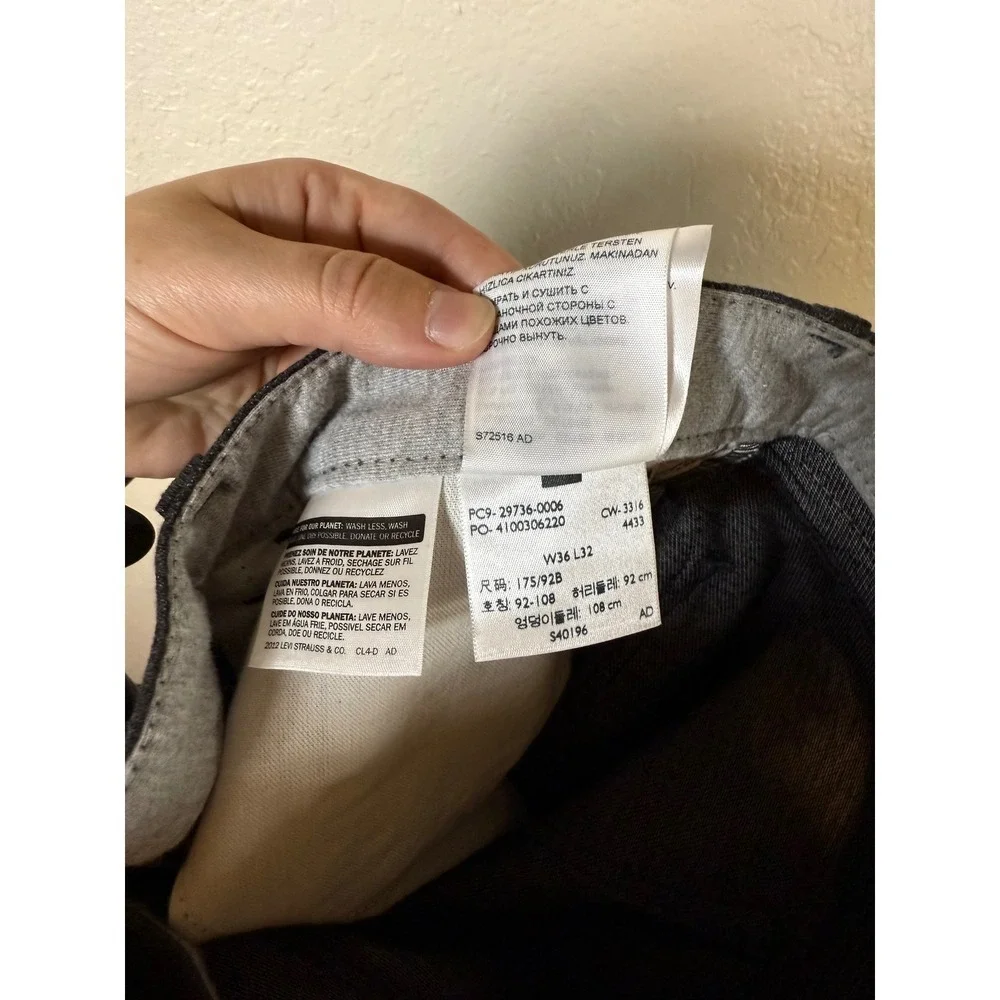 Mens Levi's 511 Slim Fit Jeans Dark Gray Denim Pants W36 L32